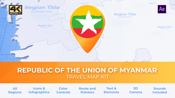 Myanmar Map - Republic of the Union of Myanmar Travel Map