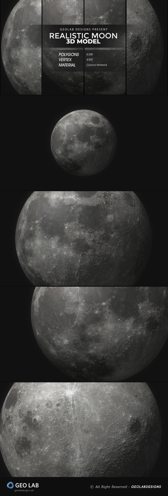 Realistic Moon 3D - 3Docean 34498270