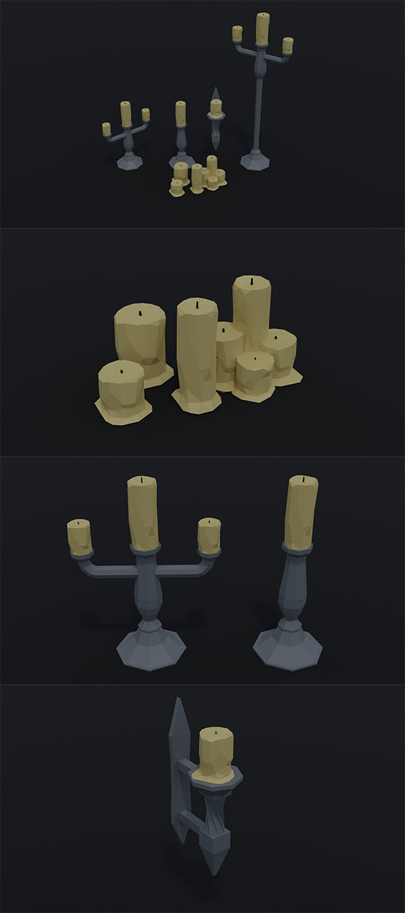 Low-poly cartoon candle - 3Docean 34500848