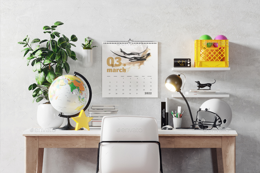 Square Spiral Binding Wall Calendar Mockup, Graphics GraphicRiver