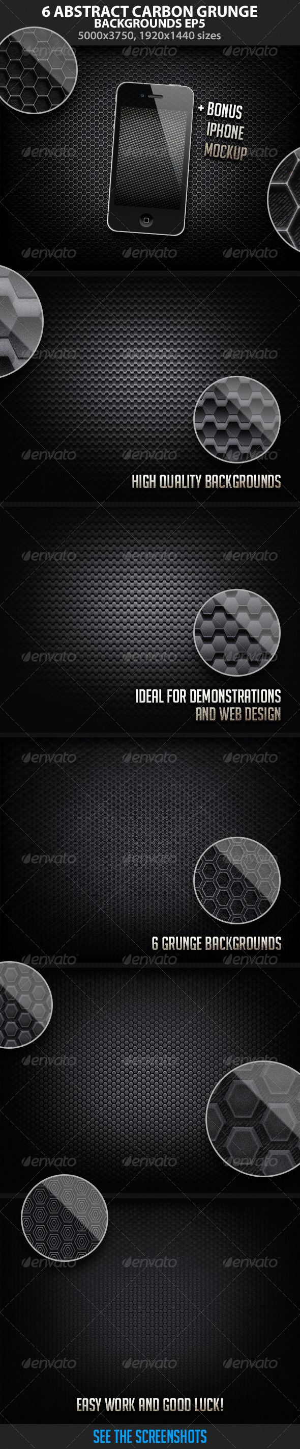 6 Abstract Carbon Grunge Backgrounds EP 5 - Abstract Backgrounds