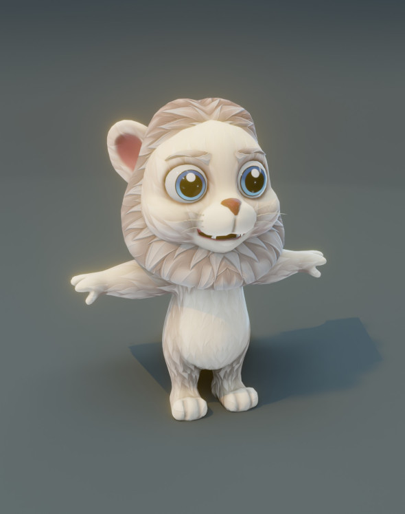 Cartoon White Lion Animated 3D Model