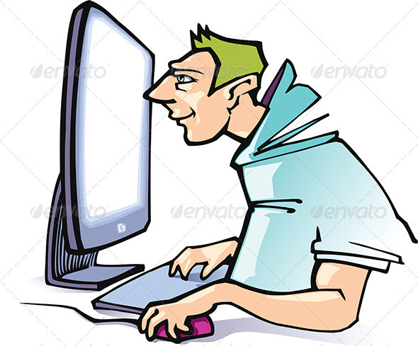 Working at a Computer - People Characters