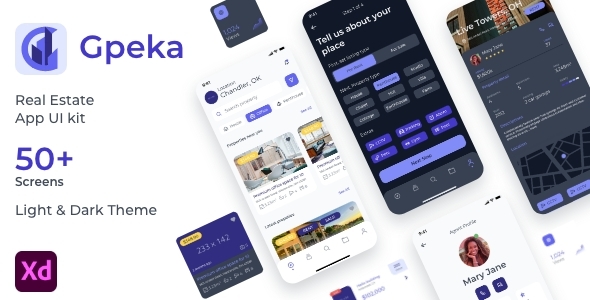 Gpeka Real Estate Premium App UI Kit | Adobe XD Template