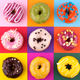Donuts isolated on colorful background - PhotoDune Item for Sale