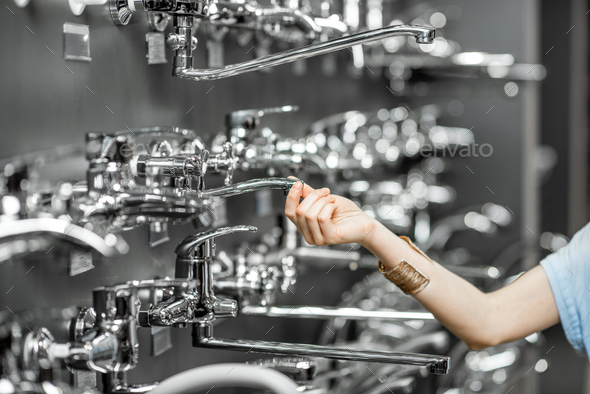 Sanitary taps at the plumbnig shop
