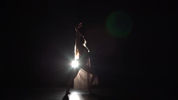 Perfect Girl Dancing Contemp in Beam of Spotlight at Studio alt