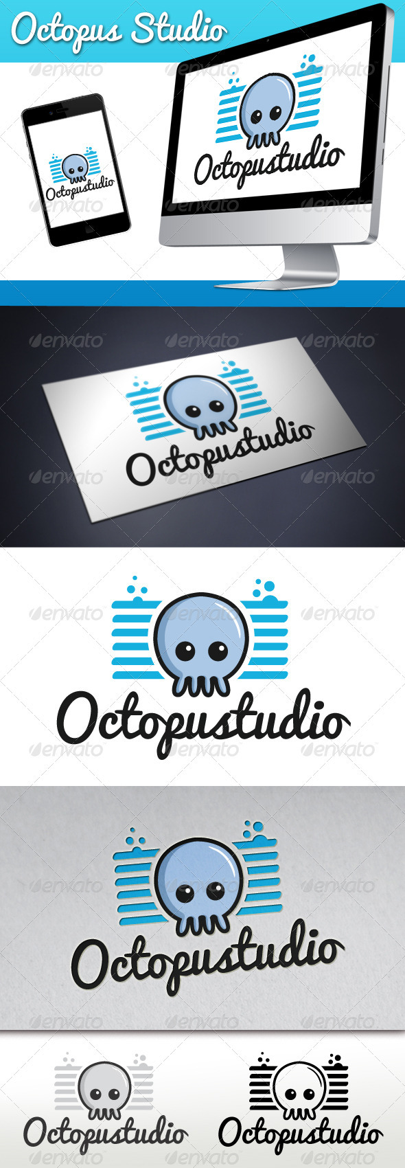Octopus Studio Mascot Logo - Animals Logo Templates