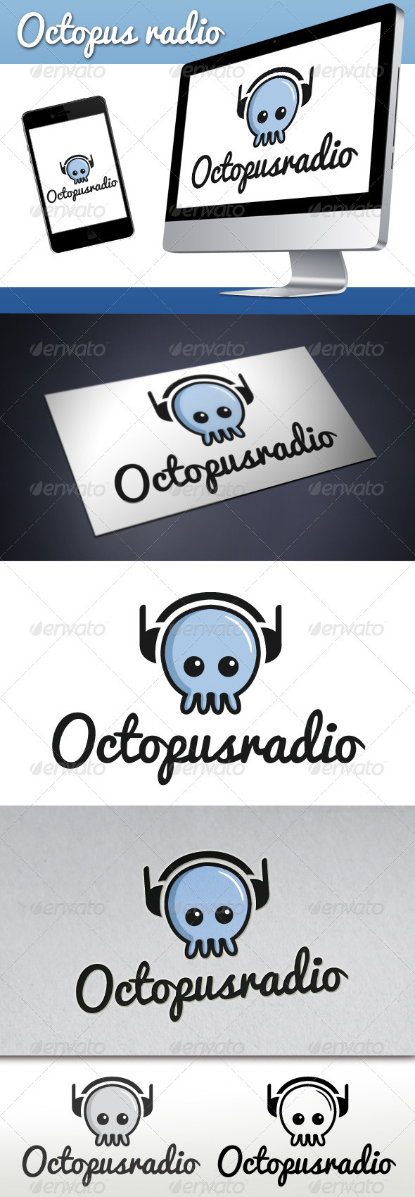 Octopus Radio Logo - Animals Logo Templates