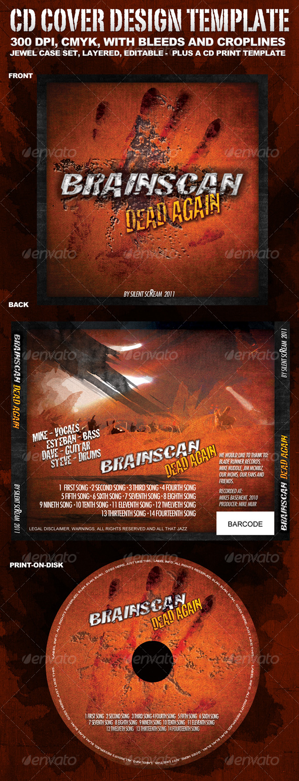 CD Cover Template "BrainScan" - CD & DVD Artwork Print Templates