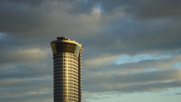 Standalone Skyscraper And Sunset Sky