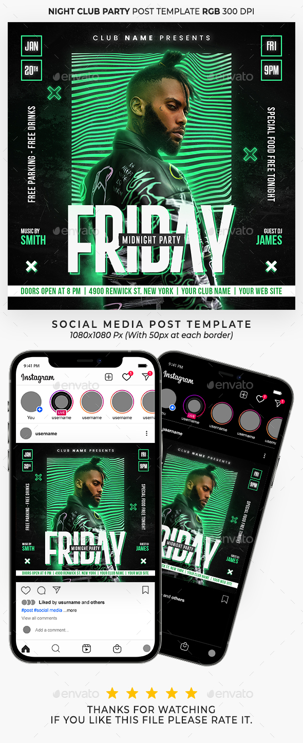 Friday Night Club Party Post Template