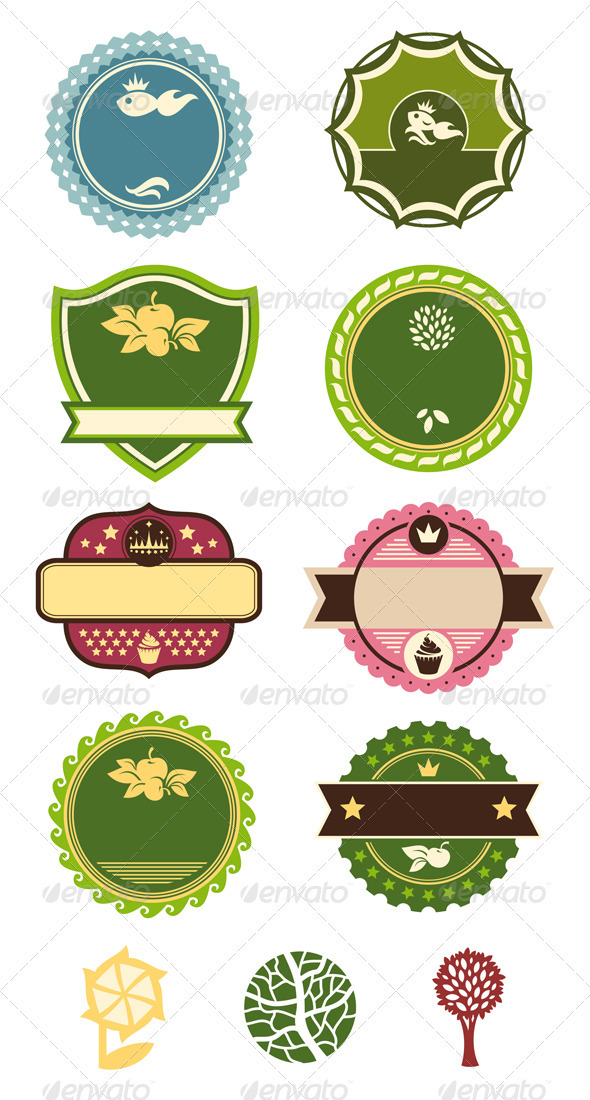 Set Of Vintage Labels - Flourishes / Swirls Decorative