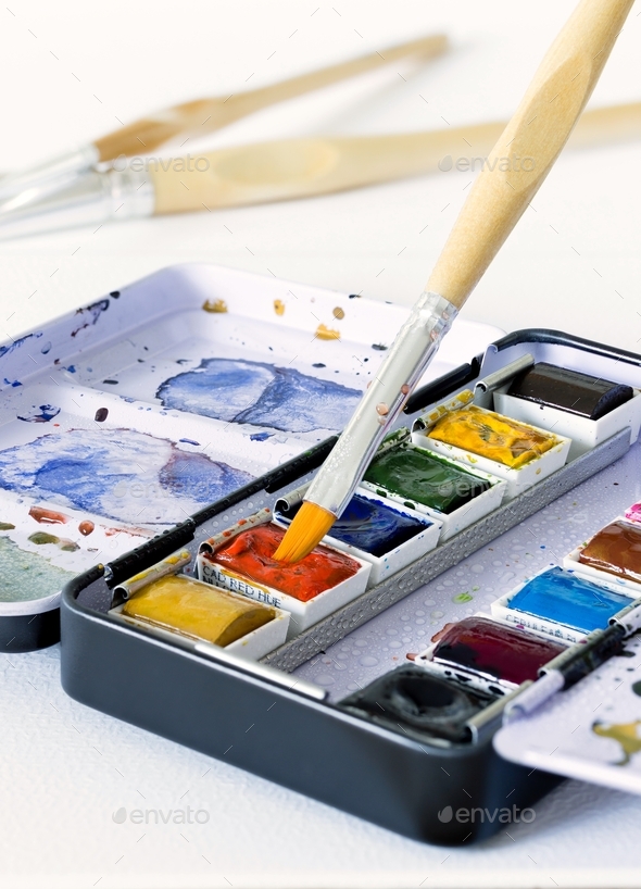 Artist's Paints and Brushes - Stock Photo - Images