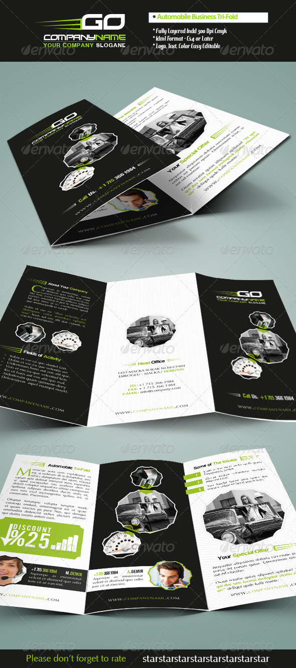 Automobile Business Tri-Fold - Brochures Print Templates