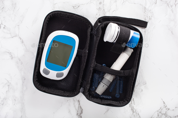 glucometer ketometer lancet and strips for self-monitoring of blood glucose or ketones level