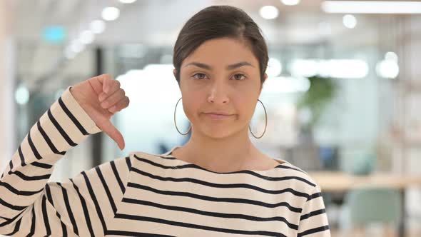 Portrait of Positive Indian Woman Doing Thumbs Up alt