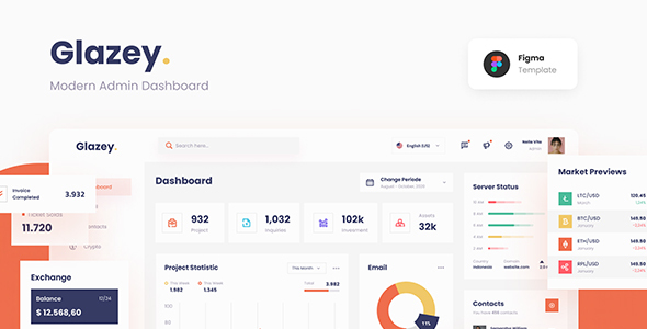 Glazey - Professional Clean Modern Admin Dashboard Template Figma