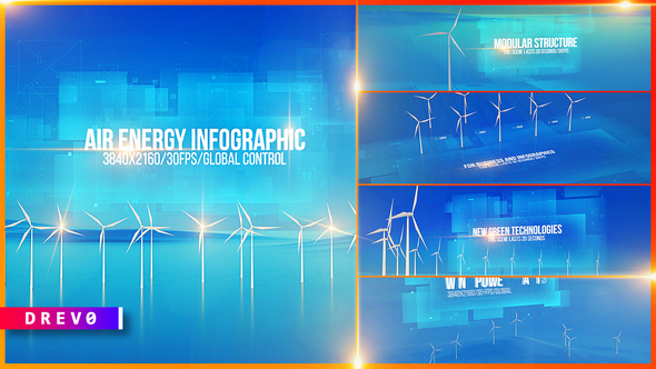 Air Generator Infographic/ Wind Energy Turbines/ Green Power/ Power Grid/ Eco/ Economic/ Politics