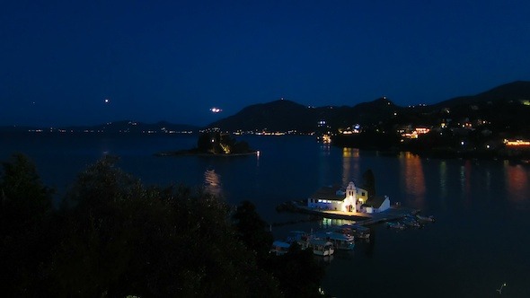 Aerial View of Church at Night Time Lapse 2 alt