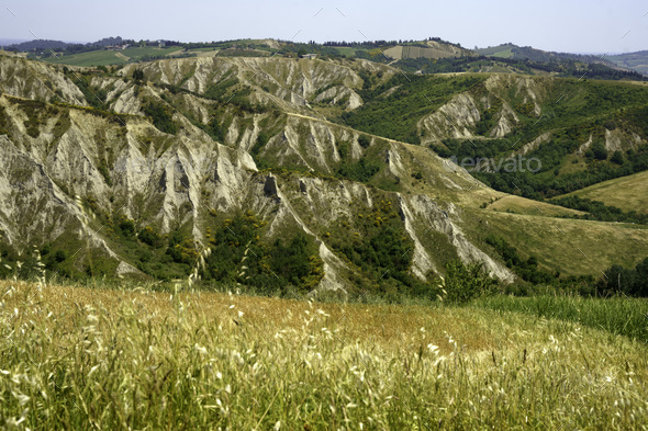Rural landscape on the hills near Imola and Riolo Terme - Stock Photo - Images
