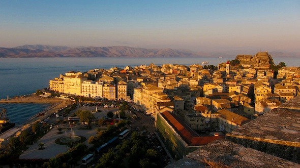 Aerial View of Old City before Sunset Time Lapse alt