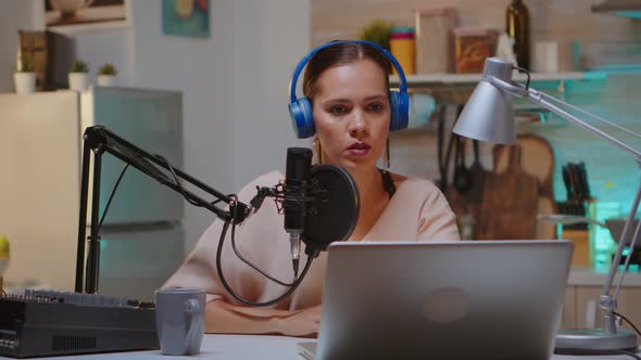 Content Creator Recording New Podcast Episode alt