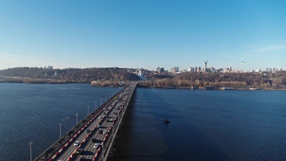 The Patona Bridge Car Traffic Aerial View