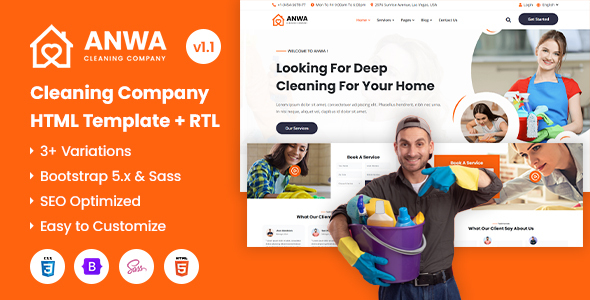 Nice Anwa - Cleaning Services Company HTML Template