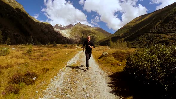 One Young Man Doing Jogging Sports activity Outdoors alt