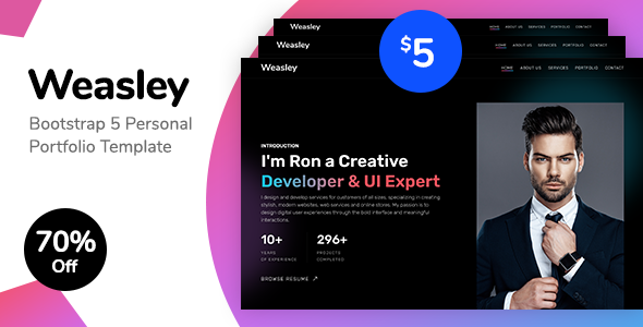 Awesome Weasley – Bootstrap 5 Personal Portfolio
