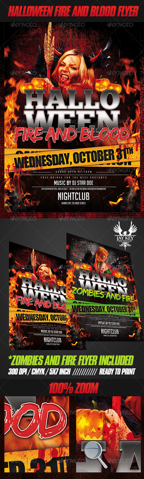 Halloween Fire and Blood Flyer - Holidays Events