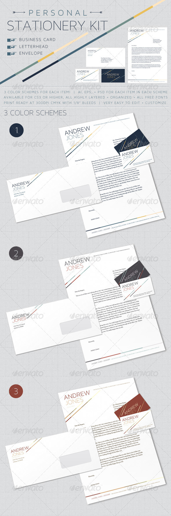 Personal Stationery Kit - Stationery Print Templates