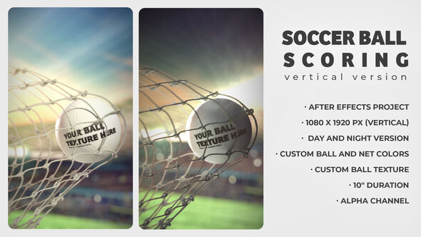 Soccer Ball Scoring Logo Reveal Intro Opener Vertical