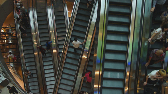 Escalators In Shopping Center