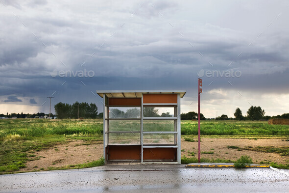 Bus stop in remote setting