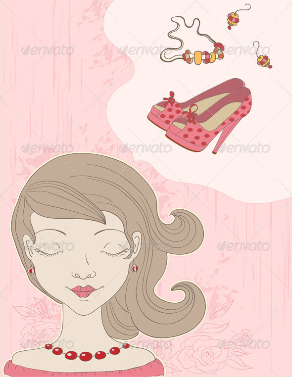 Pink Background with Girl - People Characters