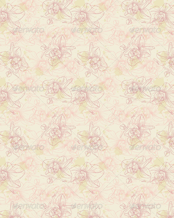 Seamless Pattern with Orchids - Patterns Decorative