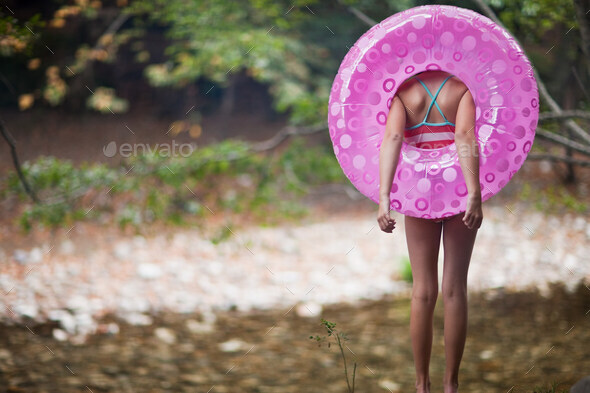Girl with inflatable ring - Stock Photo - Images