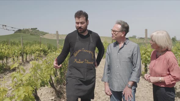 Senior couple visiting vineyard