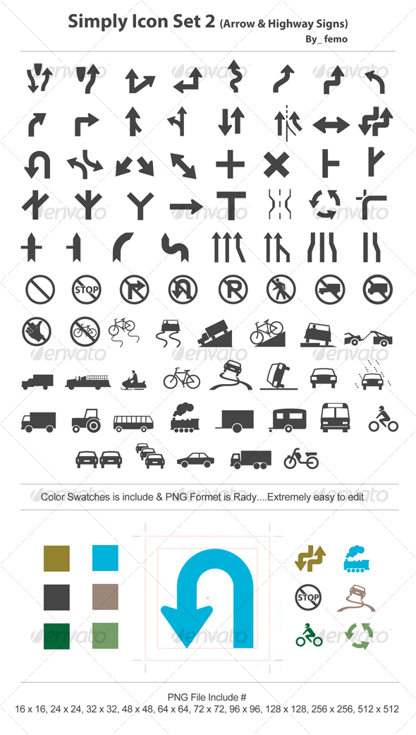 Simply Icon Set 2 (Arrow & Highway Signs) - Web Icons