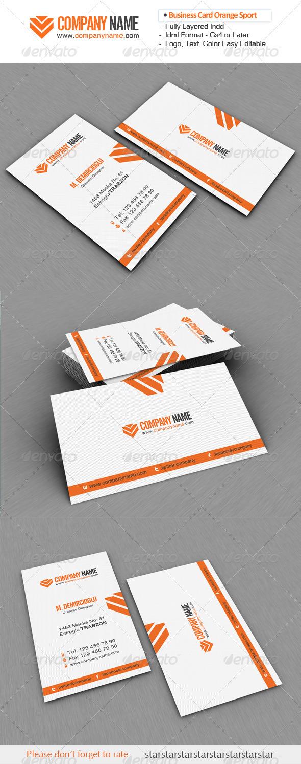 Business Card Orange Sport 01 - Corporate Business Cards