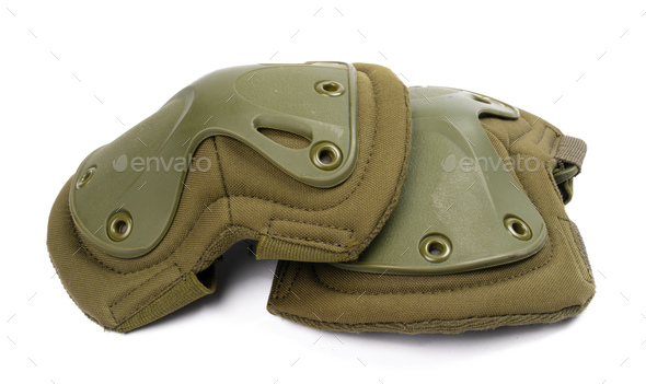 Military knee pads isolated on white background