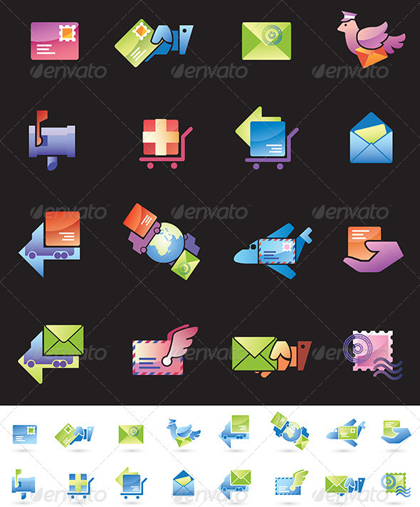 Shipping and Mail Delivery Icons Set - Web Elements Vectors