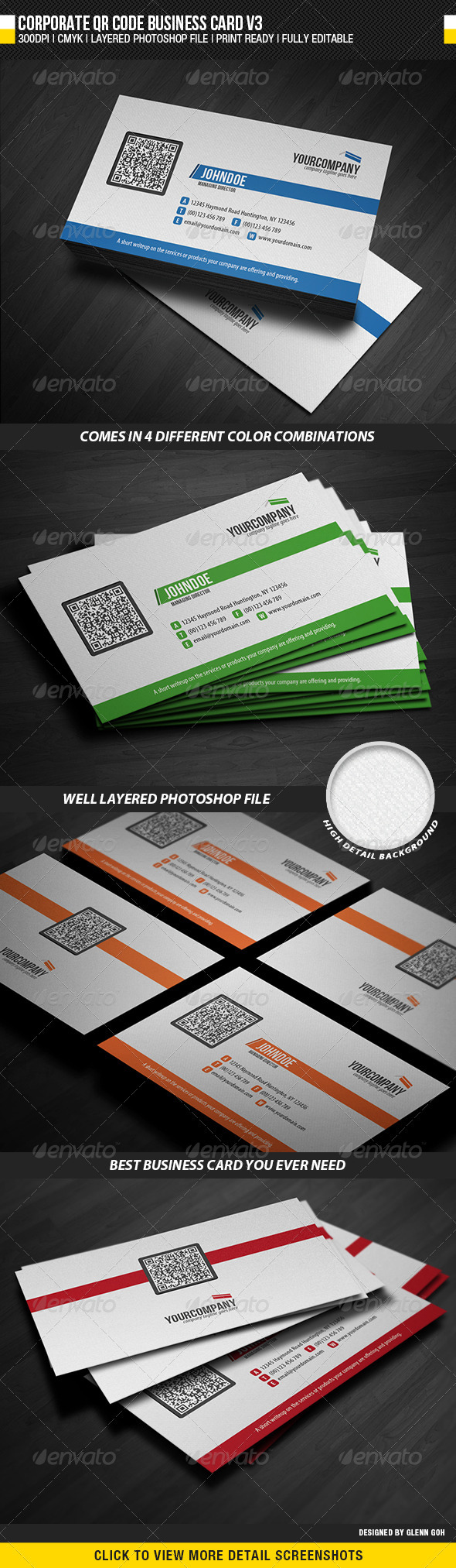 Corporate QR Code Business Card V3 - Corporate Business Cards