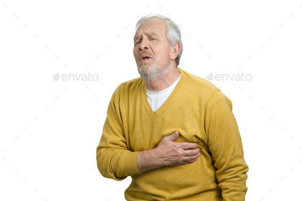 Old grandpa having heart pain.