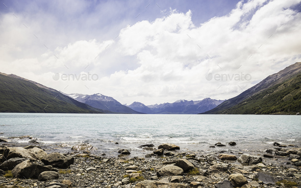 View of lake Argentino, Los Glaciares National Park, Patagonia, Chile - Stock Photo - Images