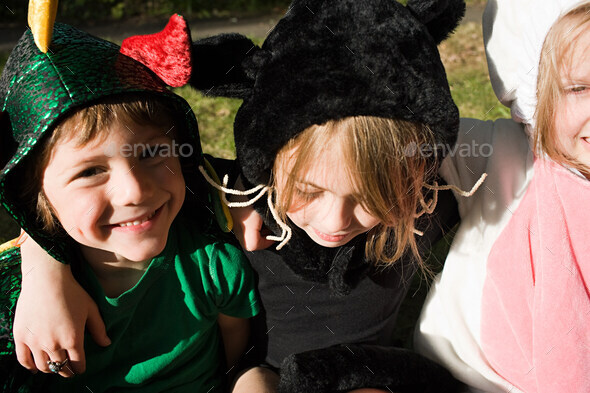 Three children in fancy dress costume