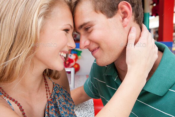 Teenage couple face to face - Stock Photo - Images
