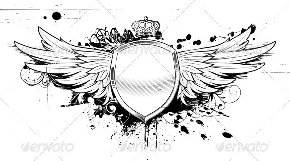grunge heraldic shield - Decorative Vectors